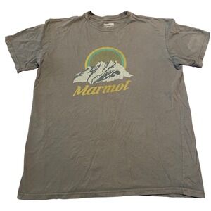 Marmot Men's Organic Cotton Graphic T Shirt Mountain Sunset Logo Gray L